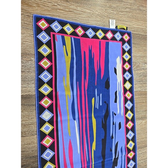 Emilio Pucci Long Neck Scarf Multicolor 100% Silk Rolled Hem Designer 65"x12.5" - Picture 8 of 8
